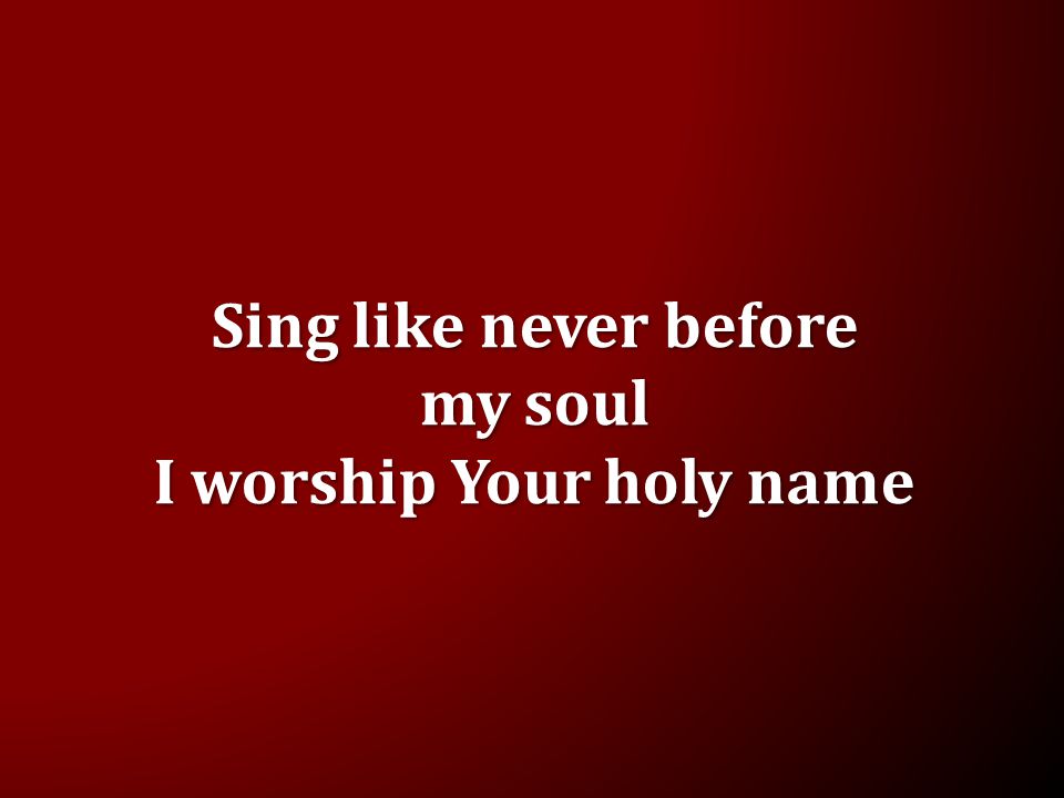 Sing like never before my soul I worship Your holy name