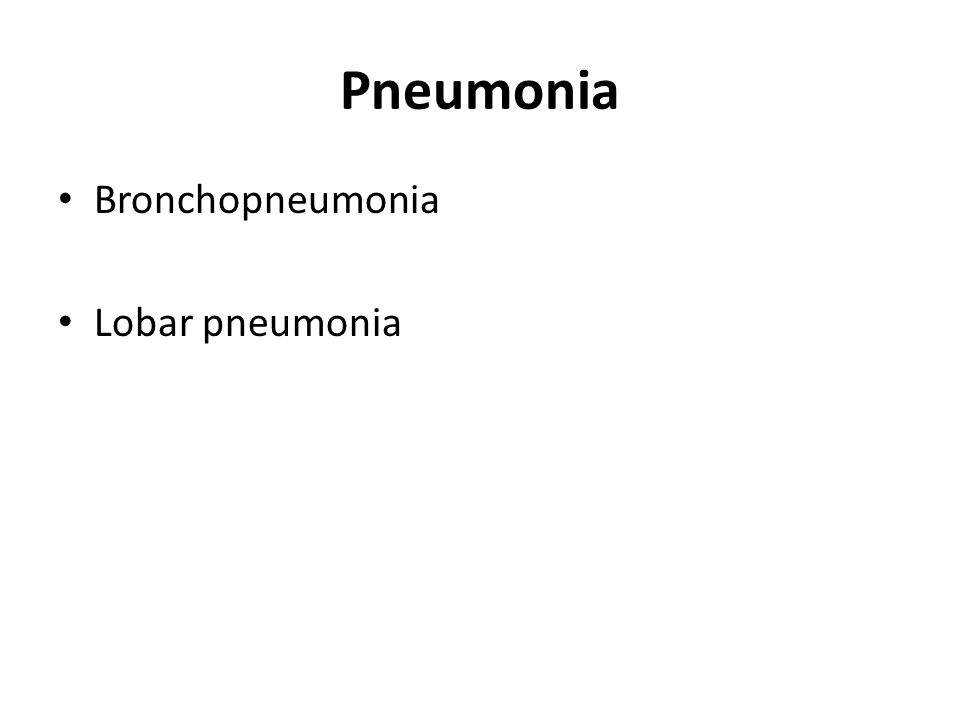 Pneumonia Bronchopneumonia Lobar pneumonia