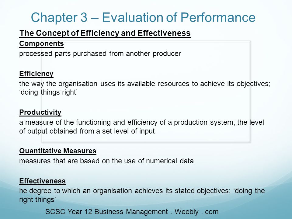 Chapter 3 – Evaluation of Performance