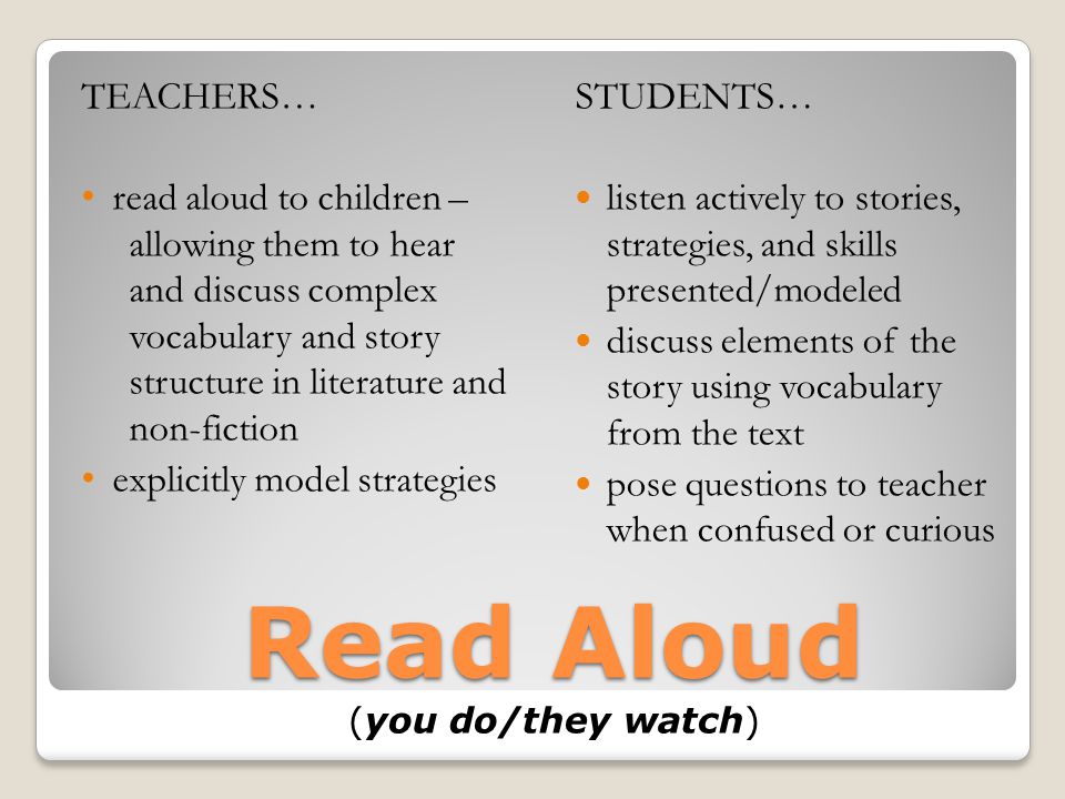 Read Aloud (you do/they watch)
