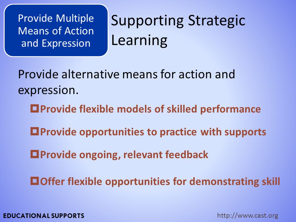 Supporting Strategic Learning