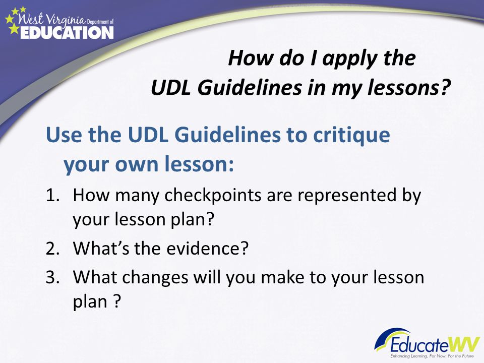 How do I apply the UDL Guidelines in my lessons