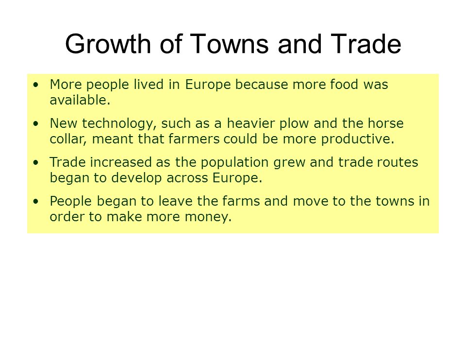 Growth of Towns and Trade