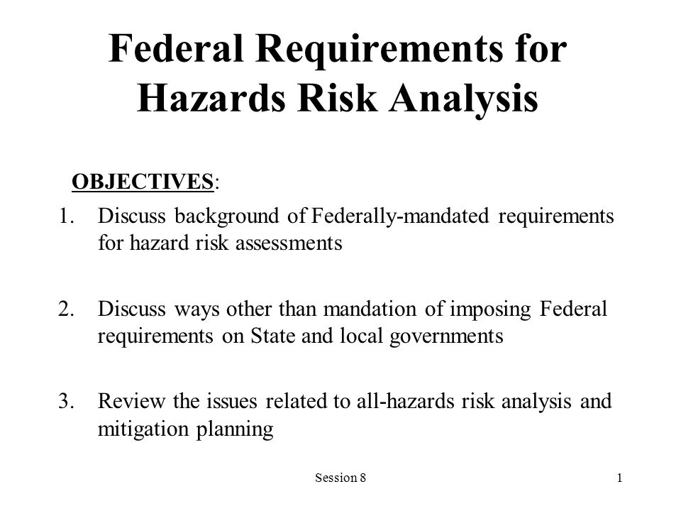 Federal Requirements for Hazards Risk Analysis