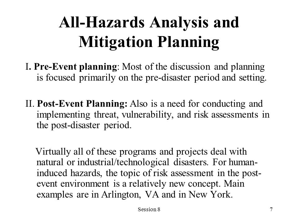 All-Hazards Analysis and Mitigation Planning