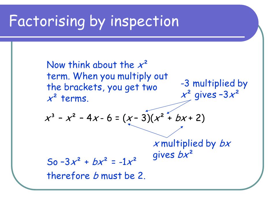 Factorising by inspection