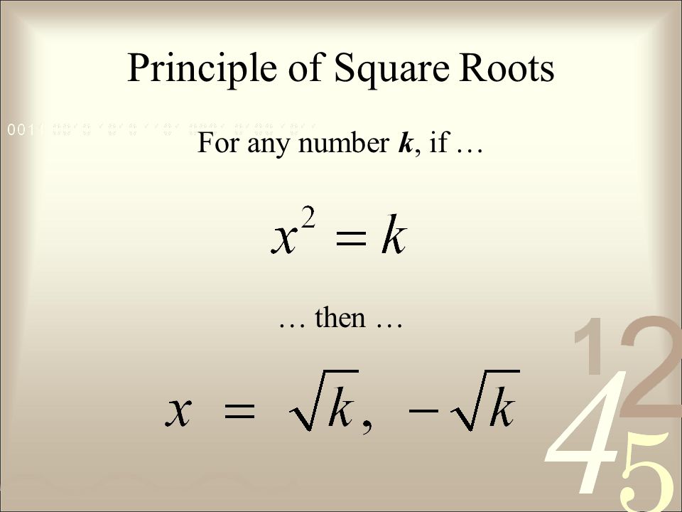 Principle of Square Roots