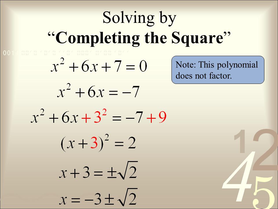 Solving by Completing the Square