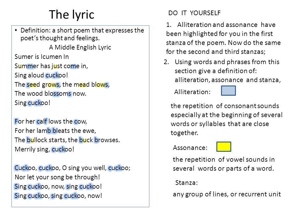 The lyric DO IT YOURSELF Alliteration and assonance have
