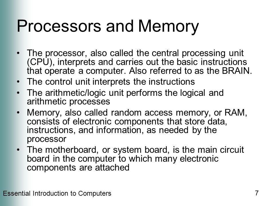 Processors and Memory