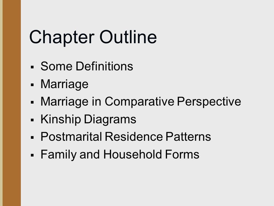 Chapter Outline Some Definitions Marriage