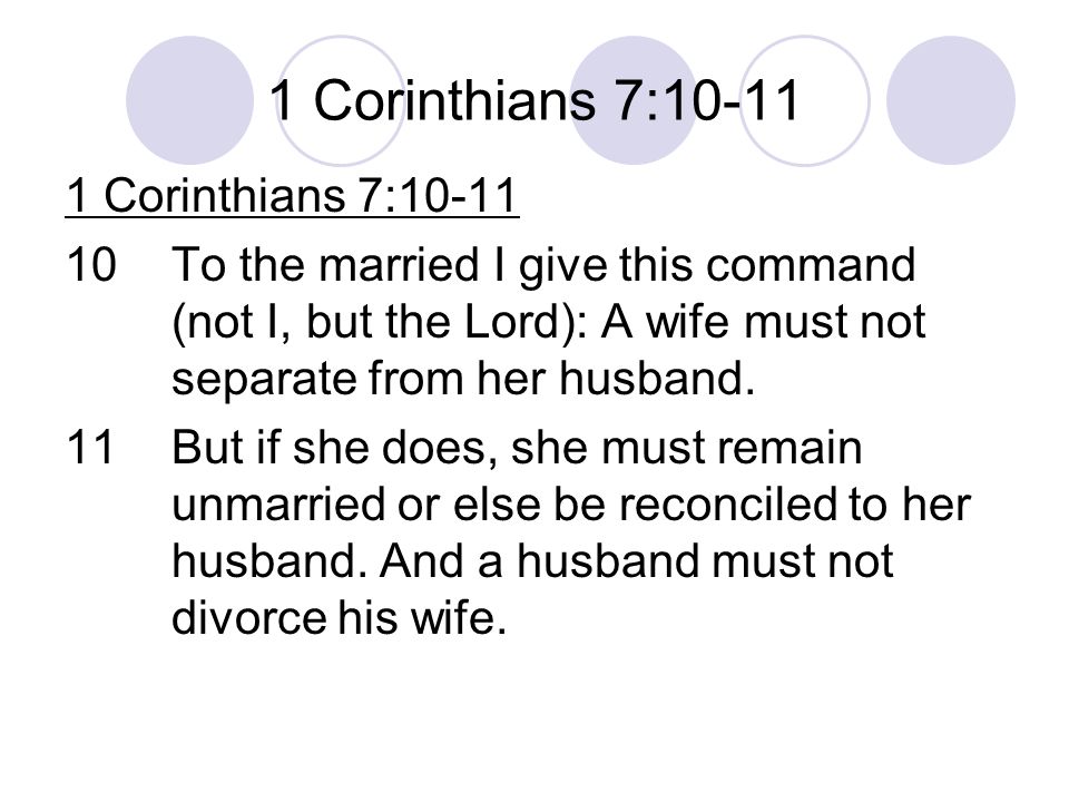 1 Corinthians 7: Corinthians 7:10-11