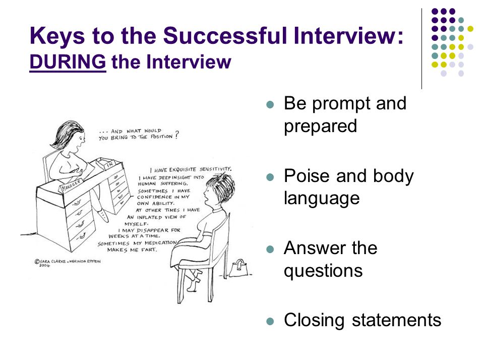 Keys to the Successful Interview: DURING the Interview