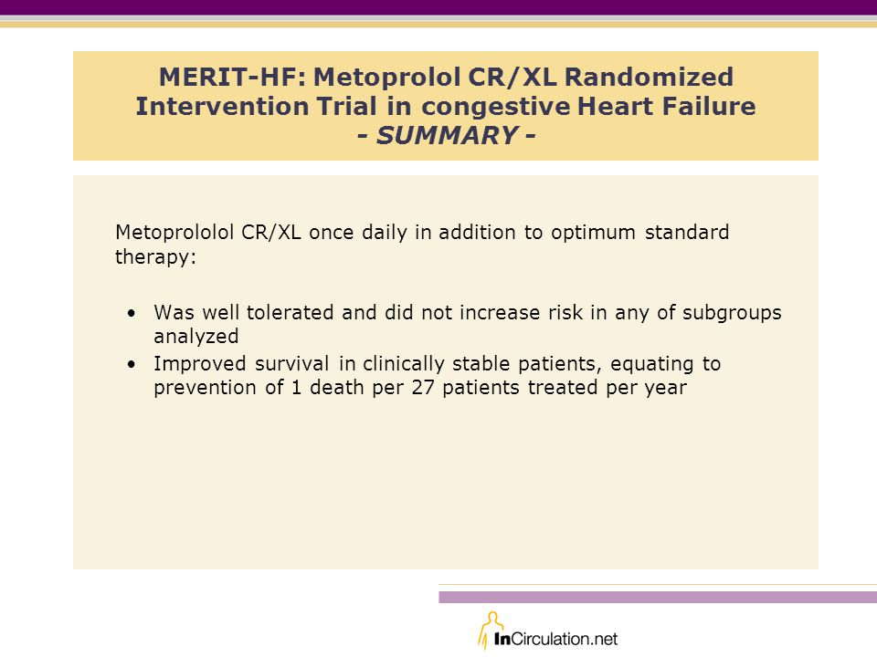 Metoprololol CR/XL once daily in addition to optimum standard therapy: