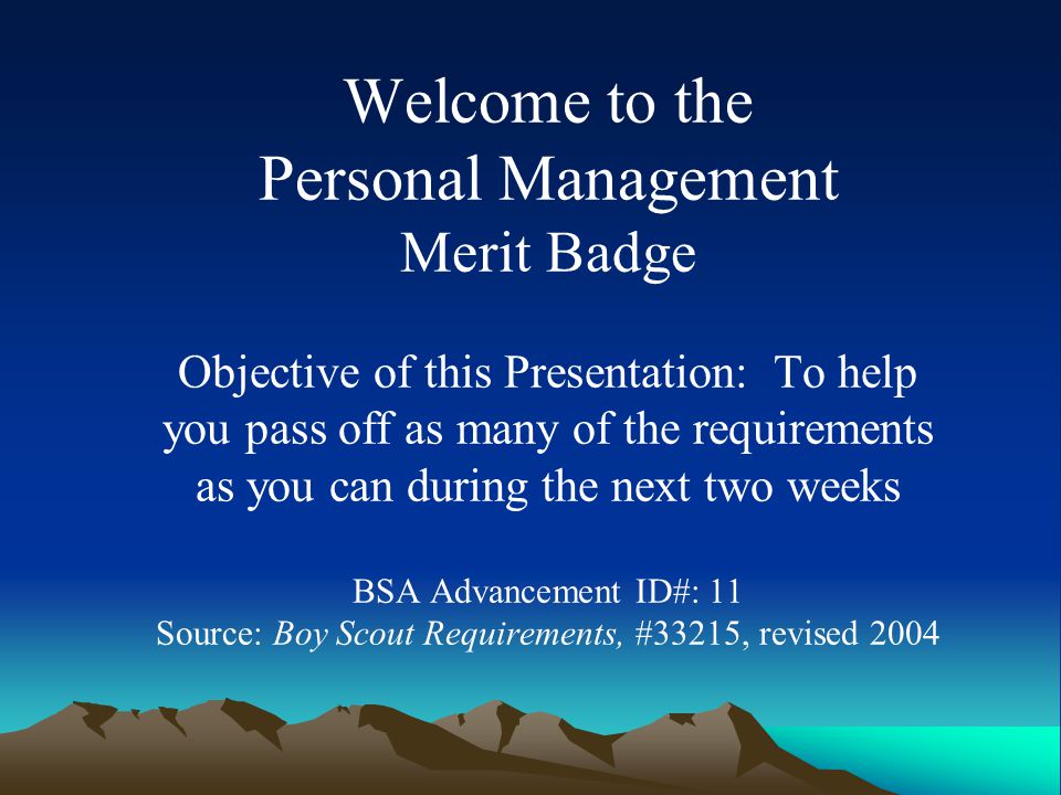 Personal Management Merit Badge Chart