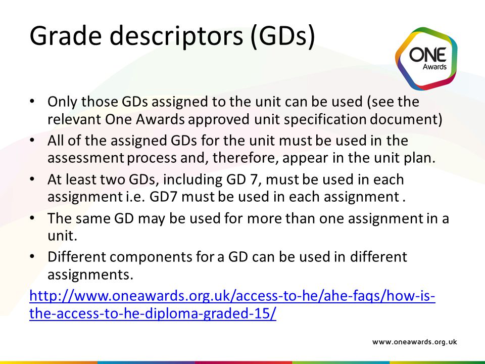 Grade descriptors (GDs)