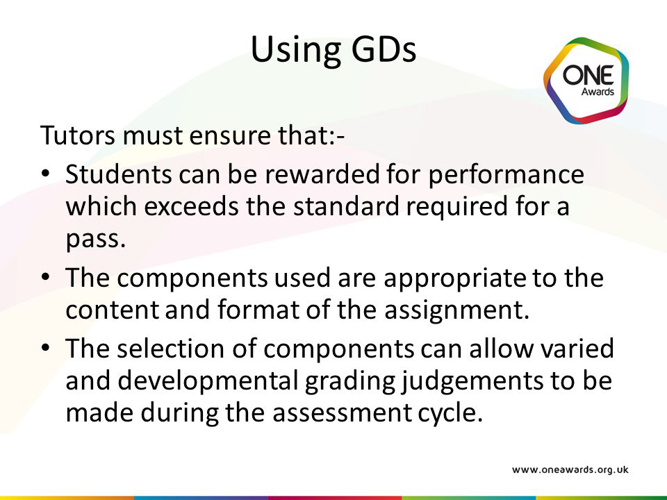Using GDs Tutors must ensure that:-