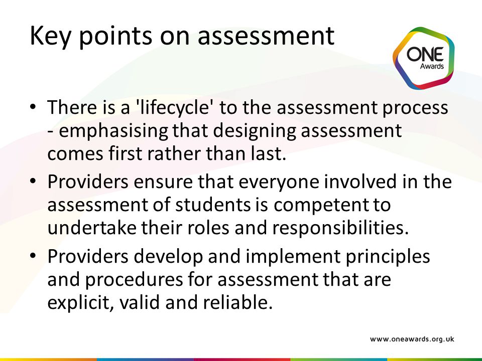 Key points on assessment