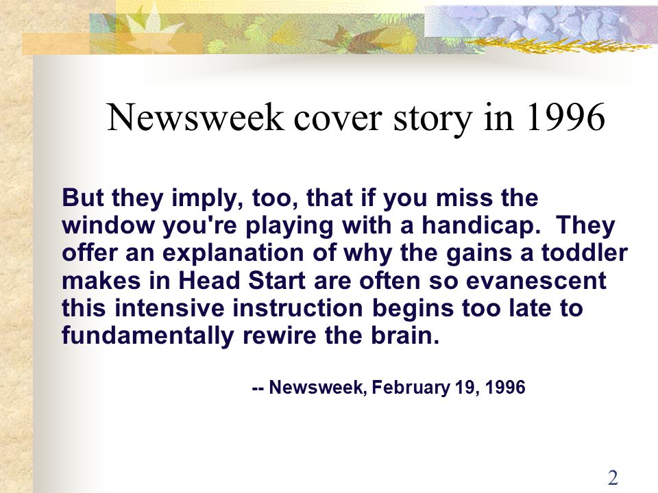 Newsweek cover story in 1996