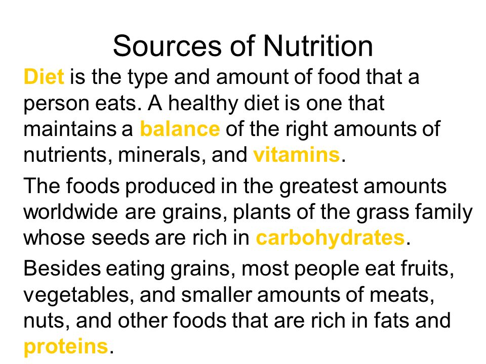 Sources of Nutrition