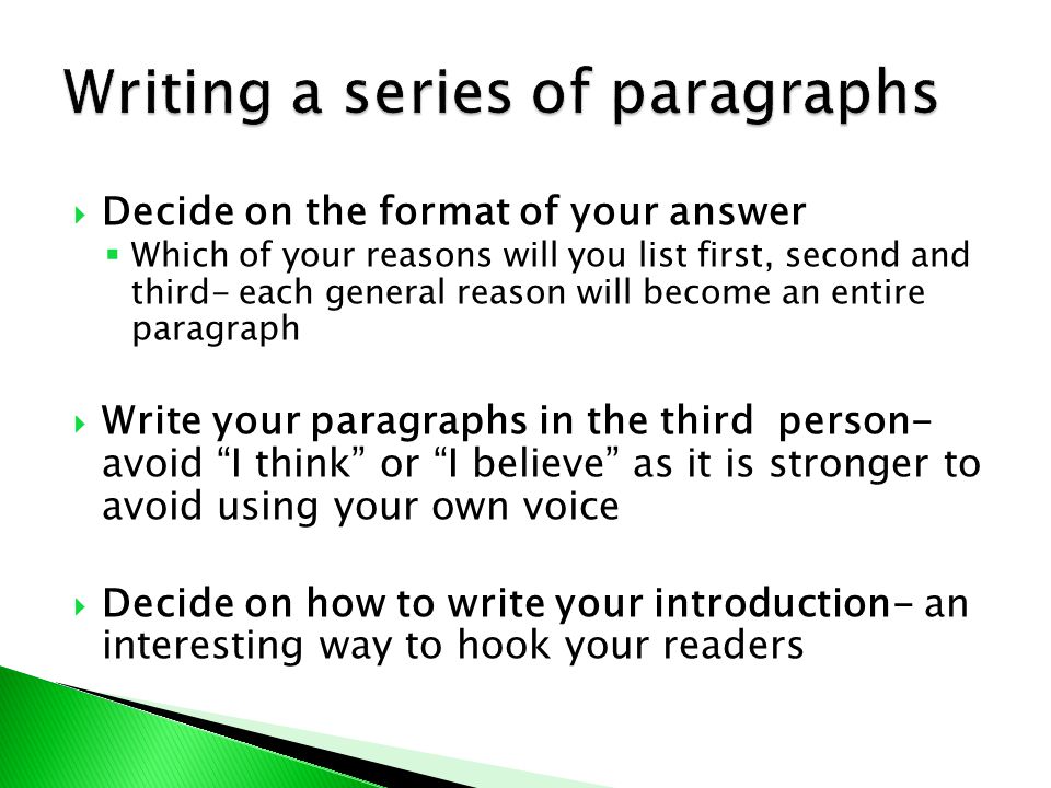 Writing a series of paragraphs