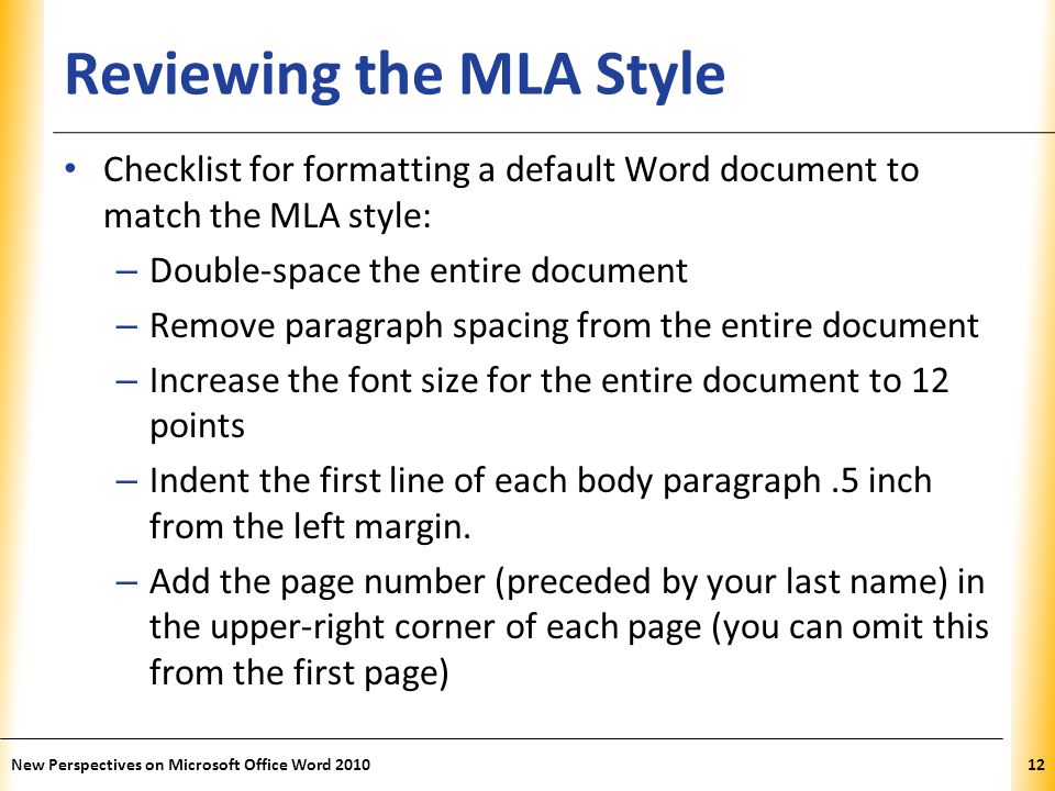 Reviewing the MLA Style