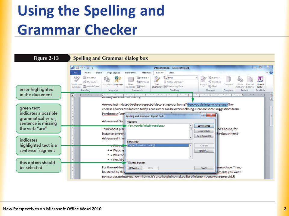 Using the Spelling and Grammar Checker