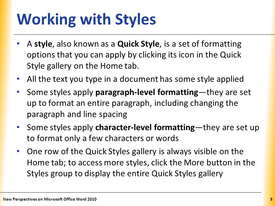 Working with Styles