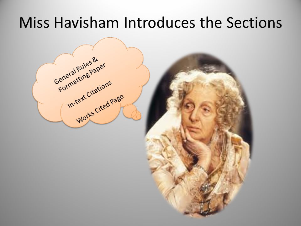 Miss Havisham Introduces the Sections