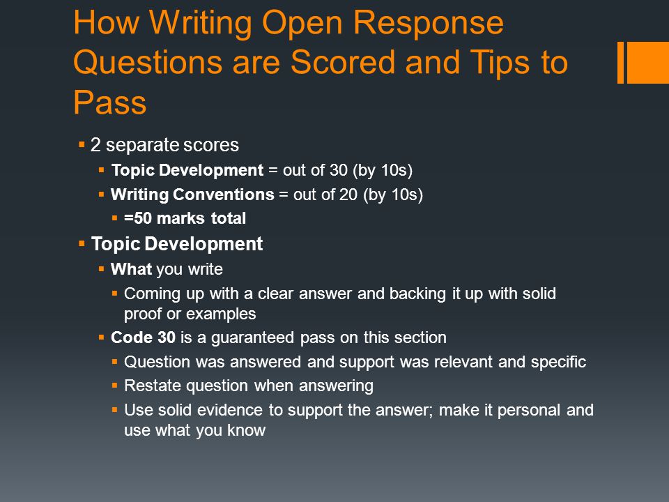 How Writing Open Response Questions are Scored and Tips to Pass