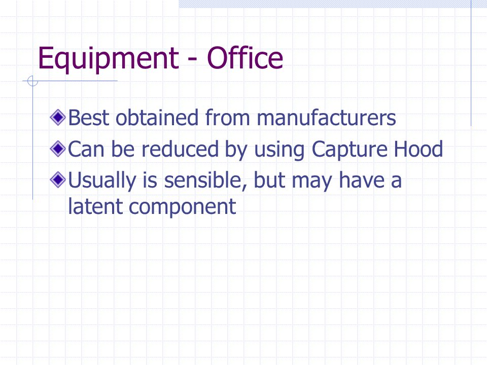 Equipment - Office Best obtained from manufacturers