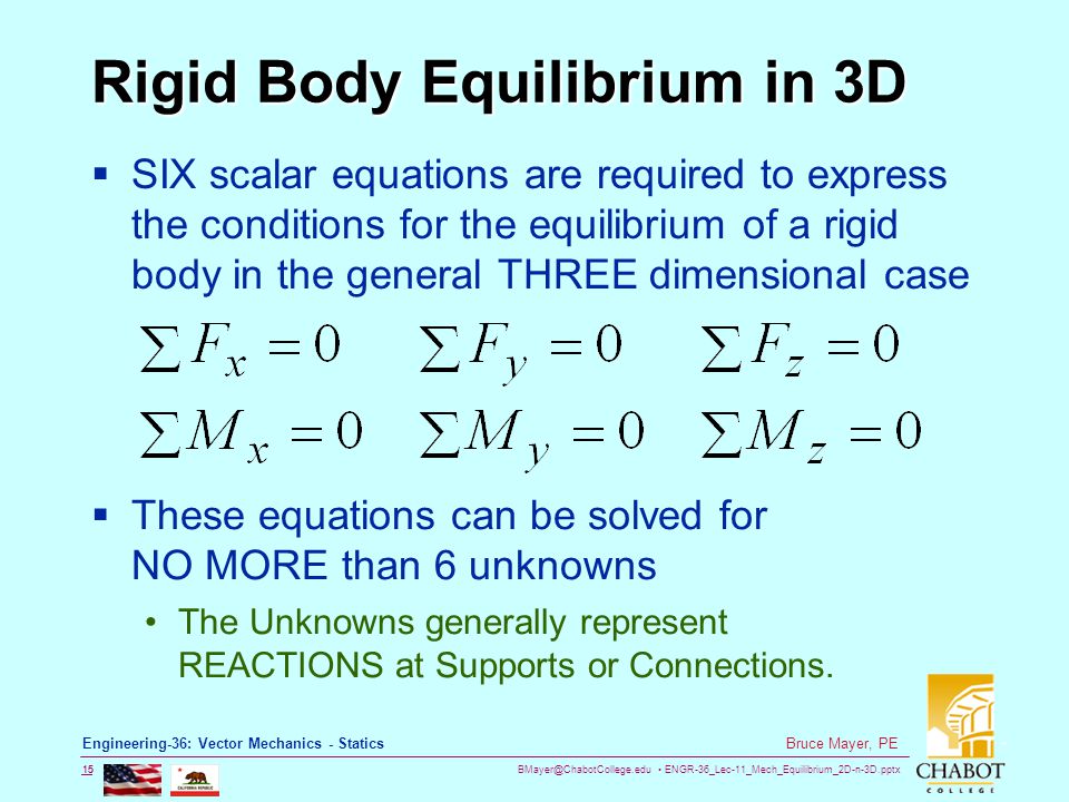 Rigid Body Equilibrium in 3D
