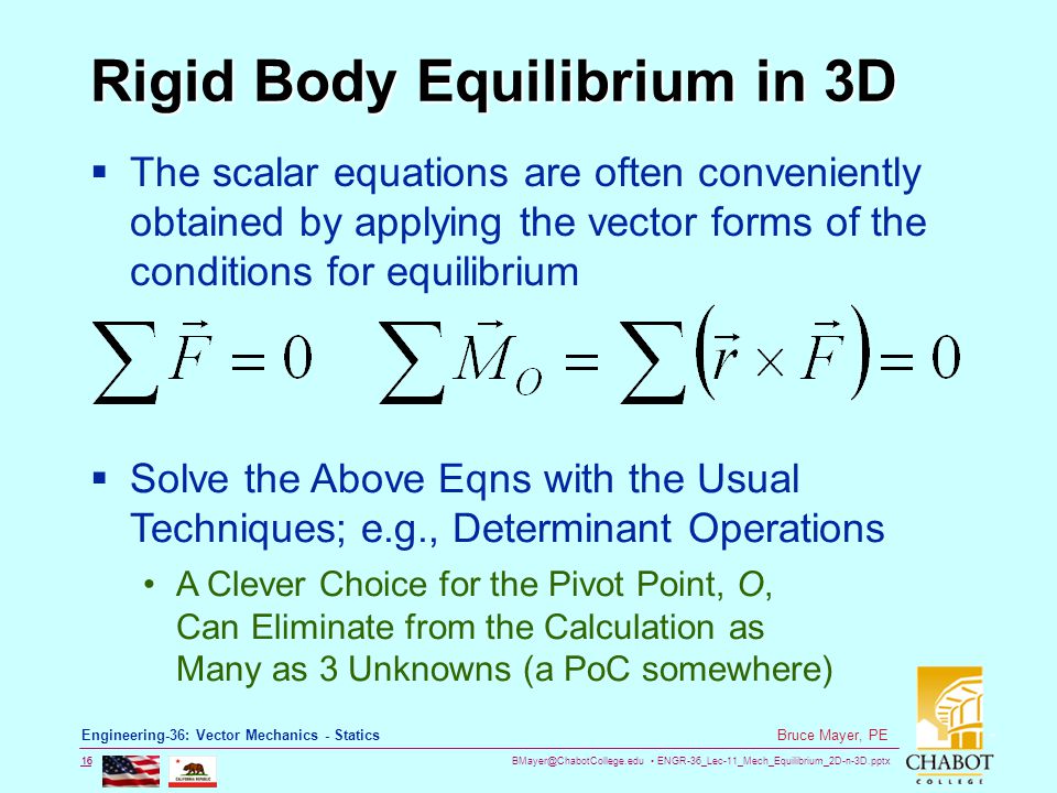 Rigid Body Equilibrium in 3D