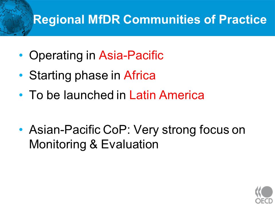Regional MfDR Communities of Practice