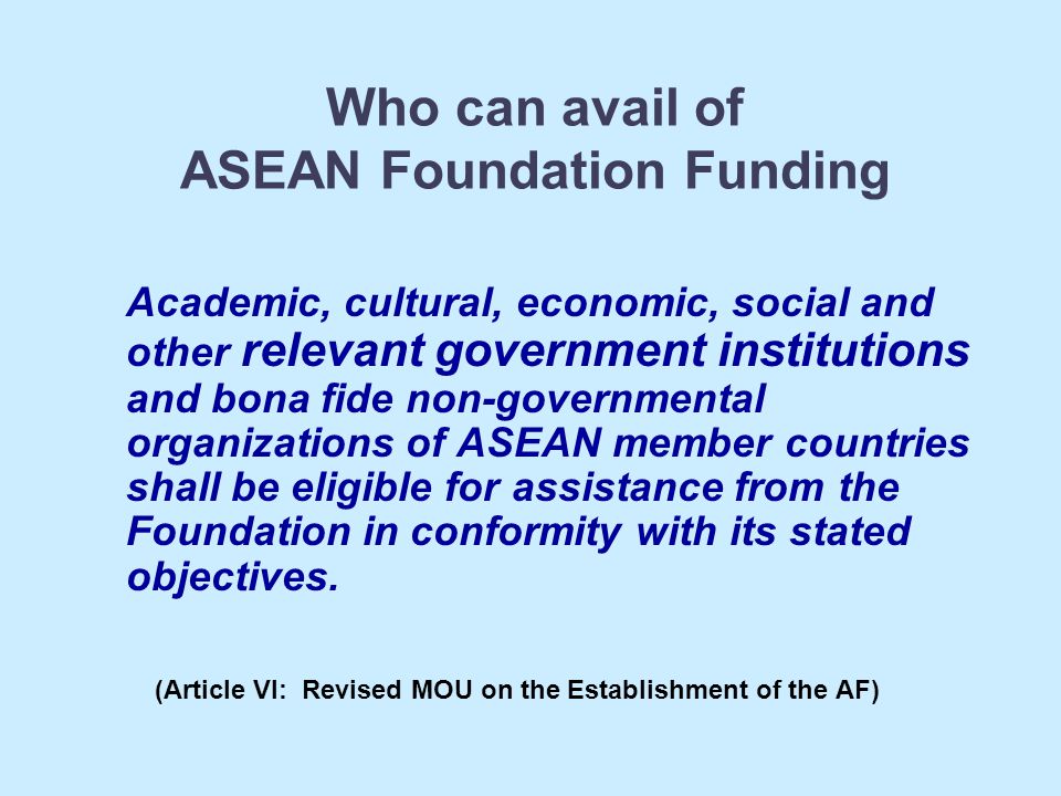 Who can avail of ASEAN Foundation Funding