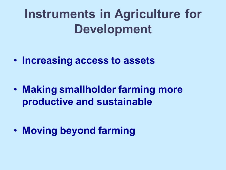 Instruments in Agriculture for Development