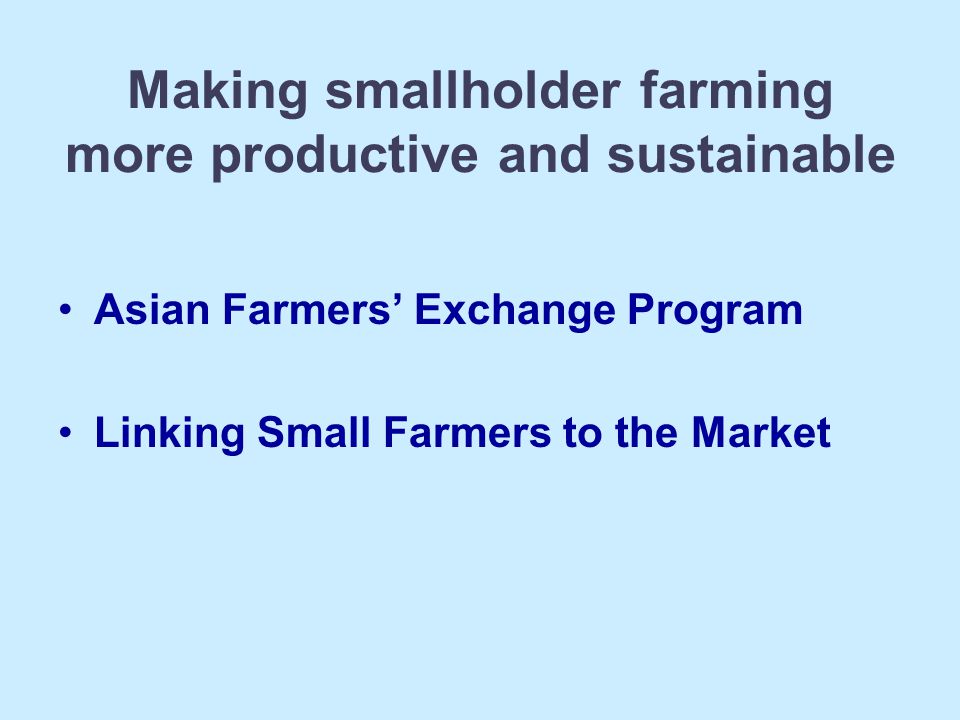 Making smallholder farming more productive and sustainable
