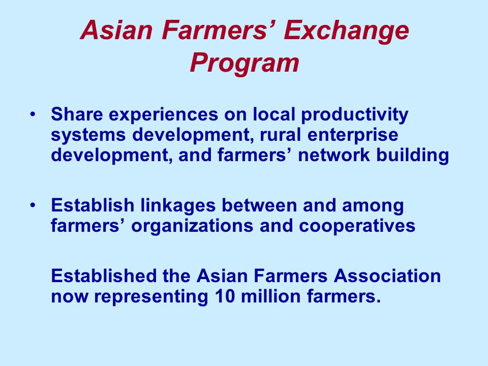 Asian Farmers’ Exchange Program