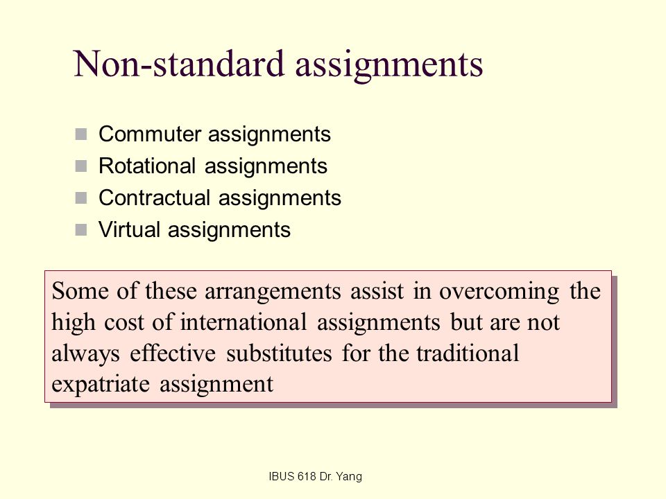 Non-standard assignments