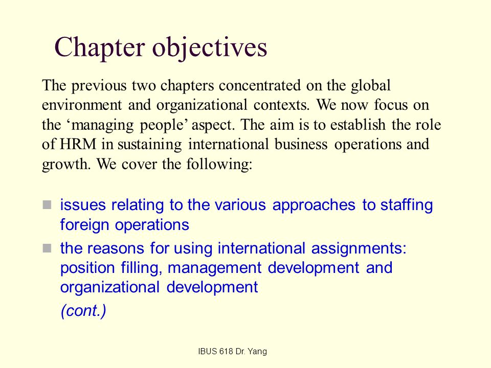 Chapter objectives The previous two chapters concentrated on the global.