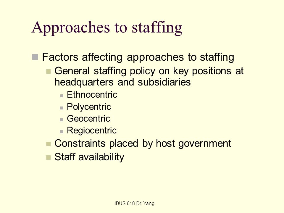 Approaches to staffing
