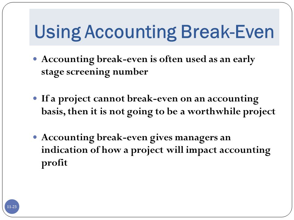 Using Accounting Break-Even