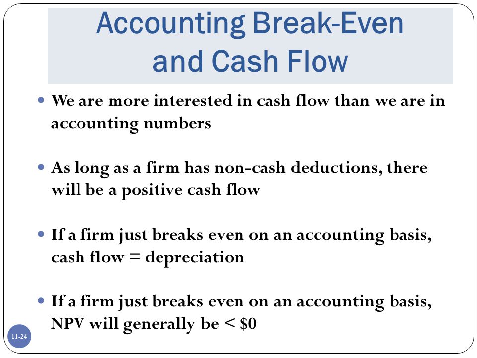 Accounting Break-Even and Cash Flow
