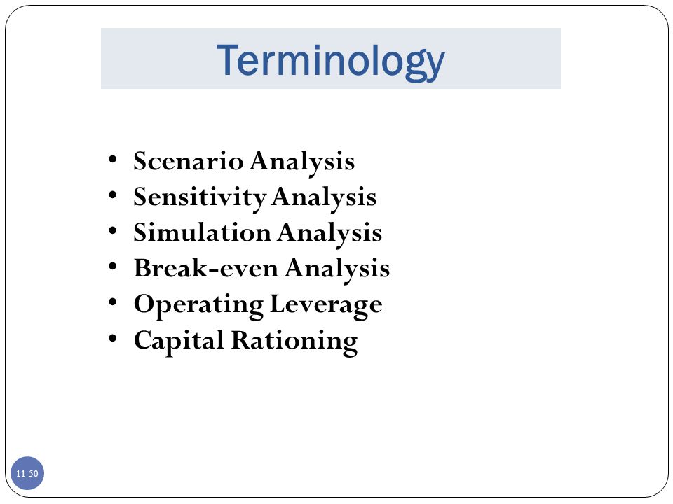 Terminology Scenario Analysis Sensitivity Analysis Simulation Analysis