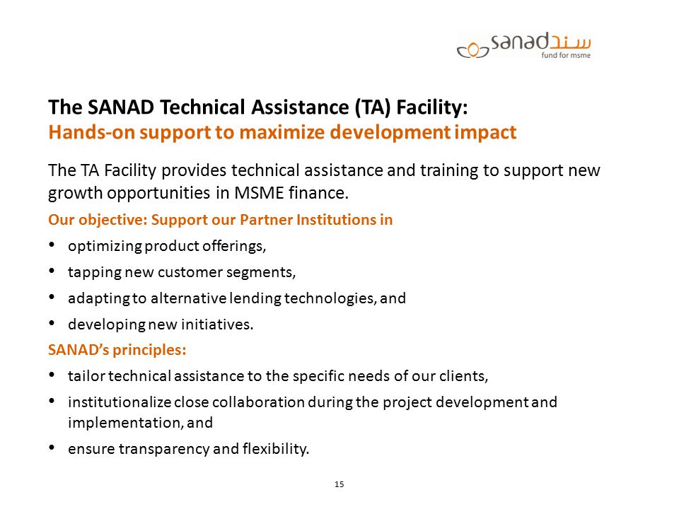 The SANAD Technical Assistance (TA) Facility: Hands-on support to maximize development impact