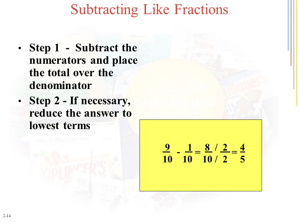 Subtracting Like Fractions