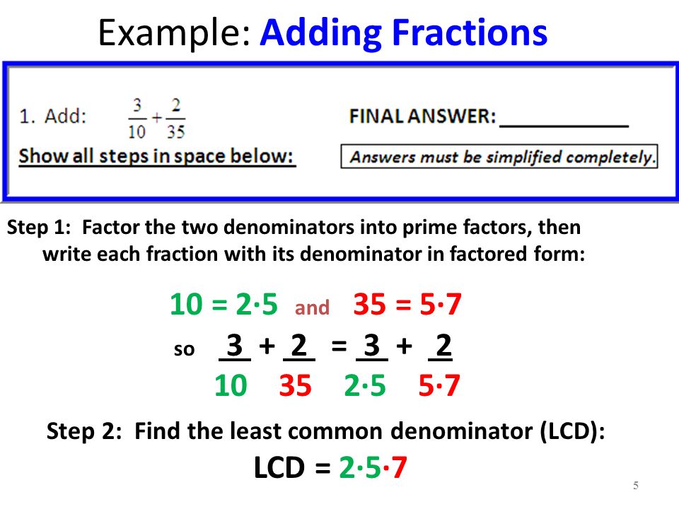 Example: Adding Fractions