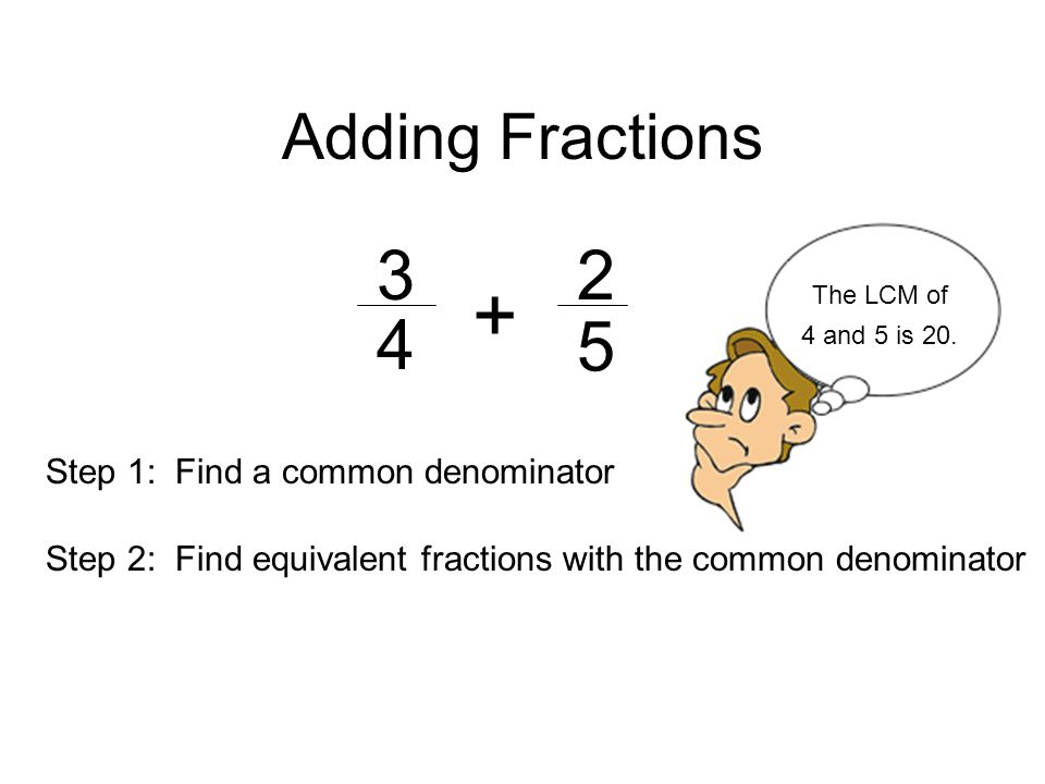 Adding Fractions Step 1: Find a common denominator