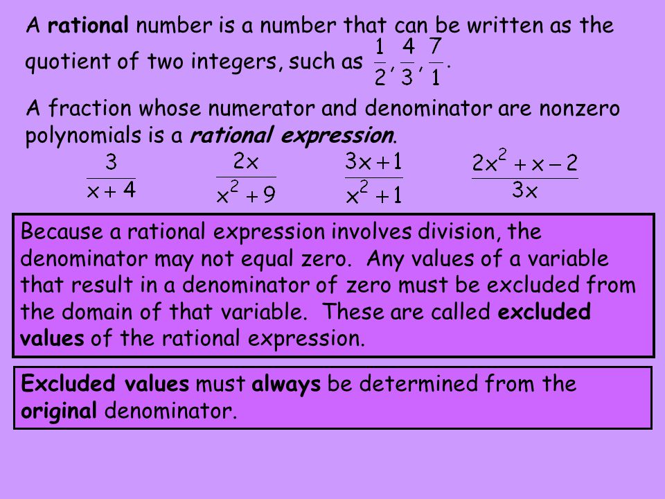 A rational number is a number that can be written as the
