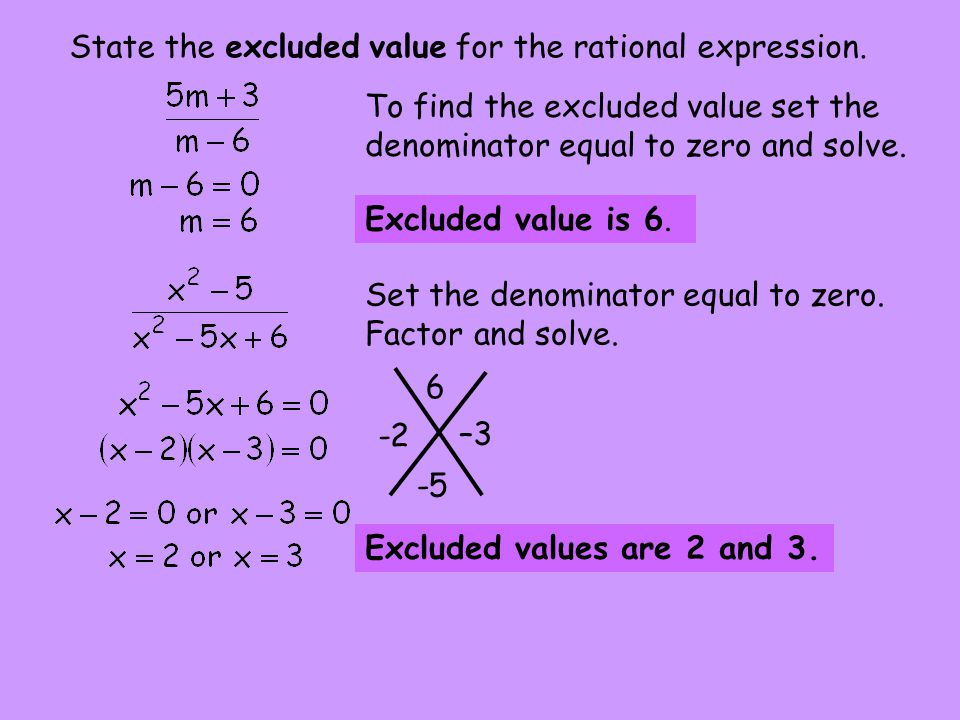 State the excluded value for the rational expression.